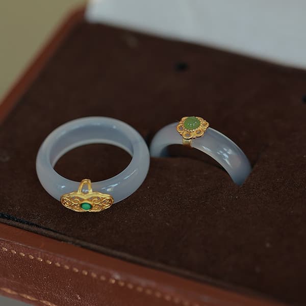 Retro imitasjon jade ring minimalisme Hanfu matchende håndpynt 01