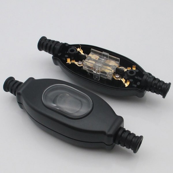 Vandtæt in line switch ledningskontakt rund wire dobbelt switch Black 8mm