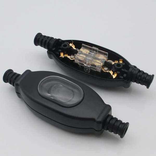 Vanntett linjebryter ledningsbryter rund ledning dobbeltbryter Black 7mm
