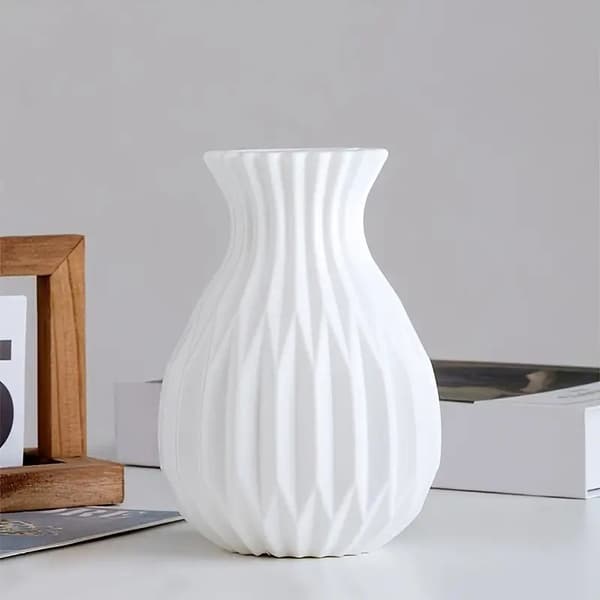 1PC Nordisk Blomvas Imitation Keramisk Plast Blomvas De White