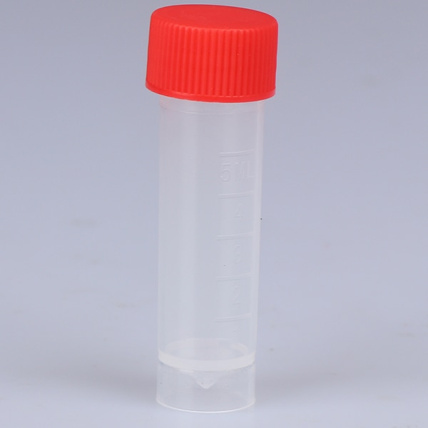 10 stk. 5 ml plastik reagensglas hætteglas med skrueforsegling Pakning forts Red