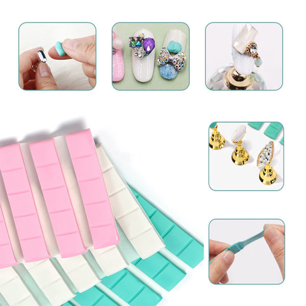 Nail Stand Sticky Adhesive Myrkytön Muovailuvaha Clay Fix Glue N Pink 96PCS