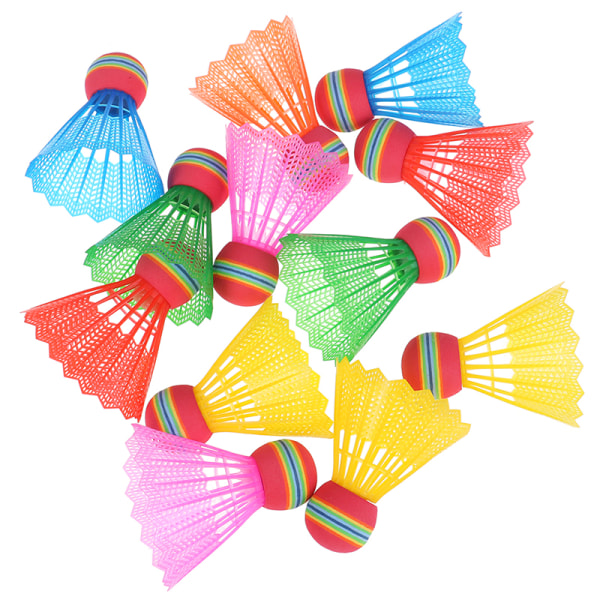 12 kpl Sulkapallo EVA Rainbow Ball Head Nylon sulkapallohöyhenet Random Color 12Pcs