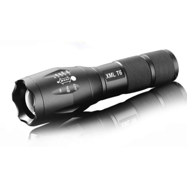 T6 Tactical Military LED-lommelykt 980000LM Zoombar 5-Modus Wi Black onesize