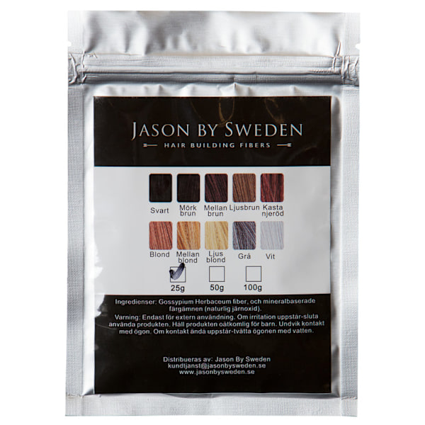 HAIR FIBER - JASON BY SWEDEN - 30G REFILL PACK - GRÅ Grå
