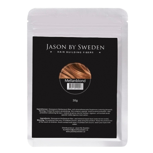 HAIR FIBER - JASON BY SWEDEN - 30G REFILLPAKKE - MIDDELBOND Mellanblond