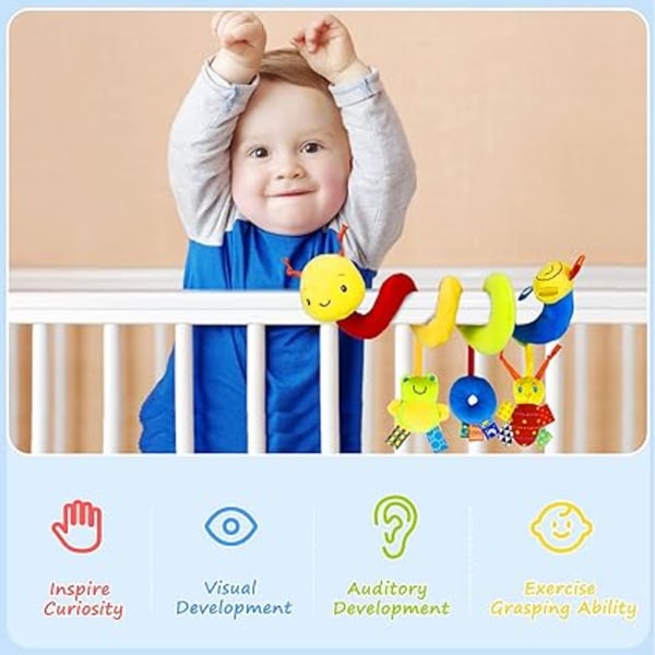 Baby Spiral Barnvagn Leksaker - Linda runt Barnvagn Barnvagn / Bilbarnstol / Spjälsäng Sensoriska leksaker för 0 3 6 9 12 månader Tidig utbildning, nyfödda hängande leksaker f