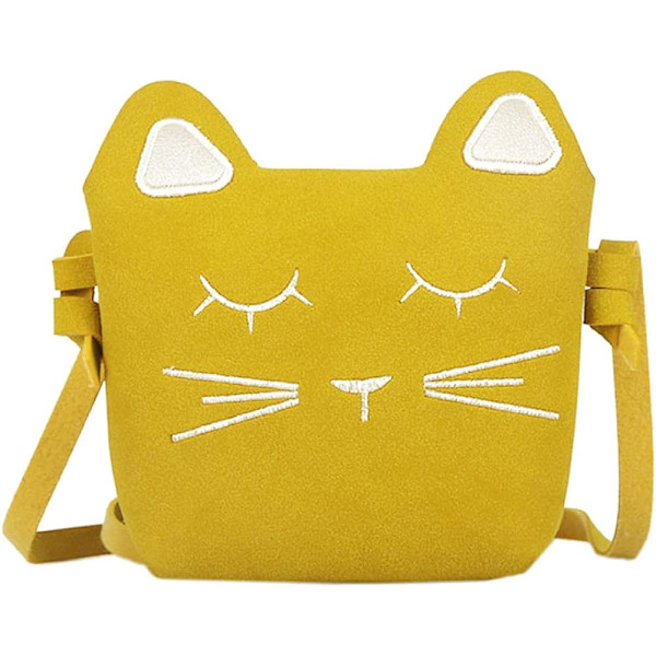 Katt Liten Jentes Skulderveske (Gul), Søt Katteører Messenger Veske Justerbar Stropp Messenger Tote Bag for Barn, Småbarn, Jenter