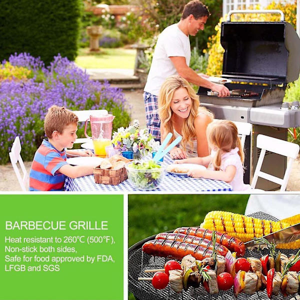 Grillmatte-sett for grill, non-stick, varmebestandige grillmatter for grilling av kjøtt, grønnsaker, matlaging og baking 40CM