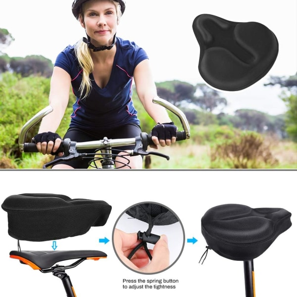 Bred Gel Cykelsadelsskydd med halkfri ihålig minnesskum Sitsskydd för män kvinnor