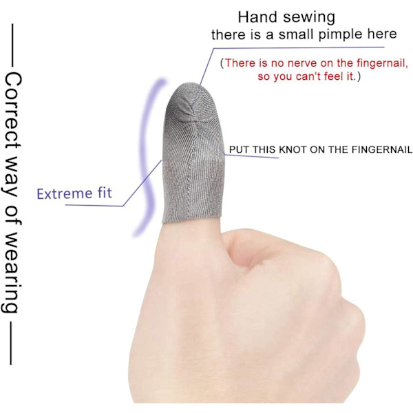 Silverfiber, 0,01\" (0,5 mm) Ultratunn, PUBG Mobile Finger Sleeve Anti-Svett Andningsbar för Högt Rankade Spelare Mobilspel Streamer iPhone/iPad/Andr