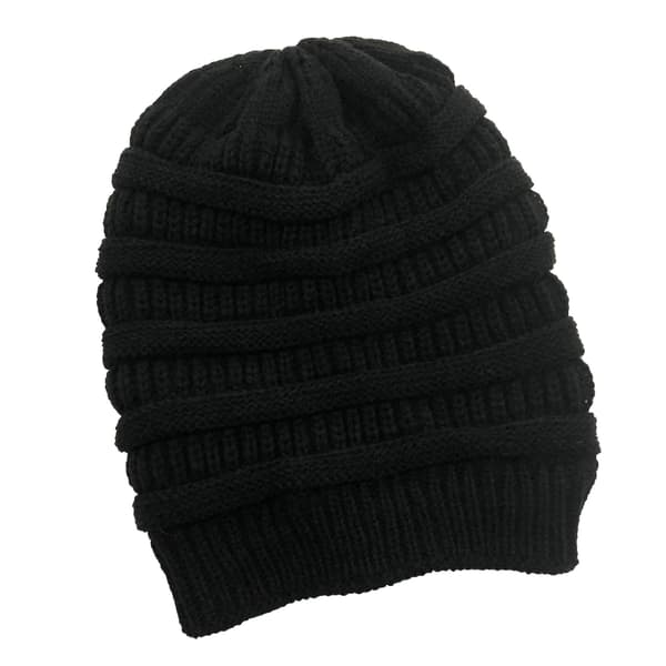 Stickade Vintermössor för Kvinnor, Sidenfodrad Chunky Mössa Mjuk Stretch Kabelstickad Varm Slouchy Mössa Deep Gray
