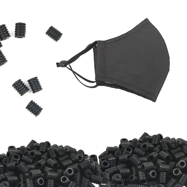 100 st silikonvippar för dragsnören Elastiskt rep Plastsnörejustering Elastiskt justeringsspänne Black Love