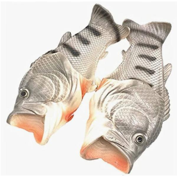 Harmaat luovat kalakengät, unisex EVA-suihkutossut, kesä, lapset, hauska eläin, liukumattomat, kulutusta kestävät sandaalit 44-45EU