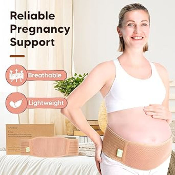 Maternity Belly Band för Graviditet - Mjuk & Andningsbar Graviditetsbälte - Bäckenstödsband - Magband för Byxor - Graviditet B