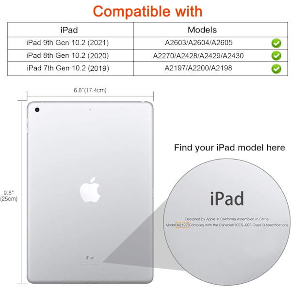 Galaxy roterande fodral för iPad 9:e generation 2021/iPad 8:e generation 2020/iPad 7:e generation 2019 - 360 graders roterande stativ med automatisk vilolägefunktion för iPad 10.2
