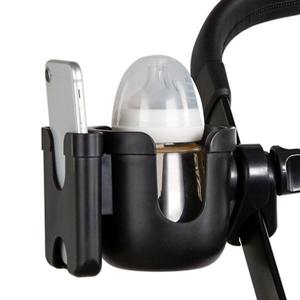 To i én flaskeholder kopholder, universal drikkevare kaffekopholder med telefonholder, egnet til klapvogne, stole, barnevogne, cykler, kørestole, w