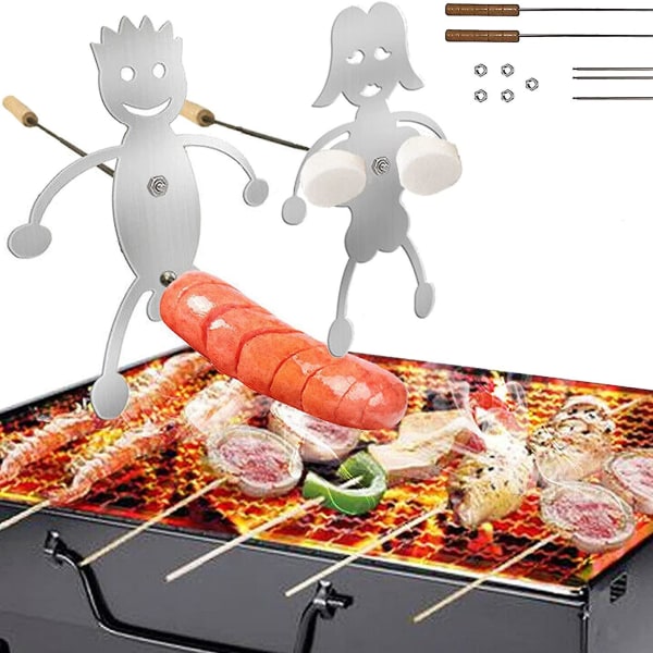 1 set grillspett varmkorv man marshmallow kvinna roaster cooker lägereldpinne B