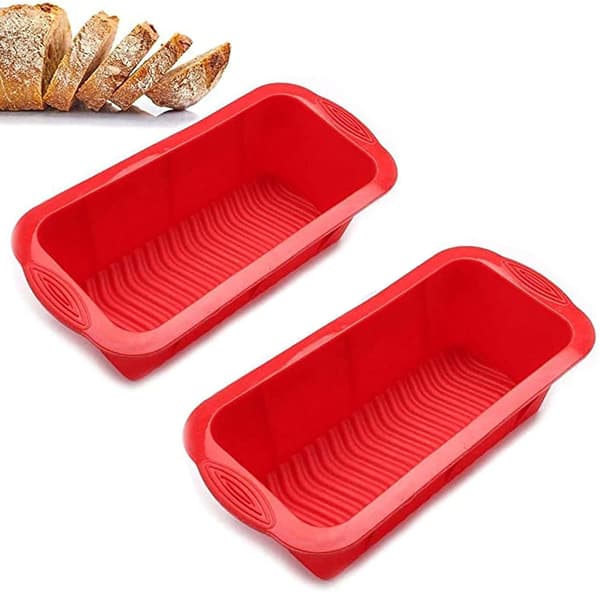 2 STK Silikone Rektangulær Brødform, Silikone Rektangulære Brødforme til Brødbagning, Kageform Stor Størrelse Non-Stick Bageform til Brød, Quiche