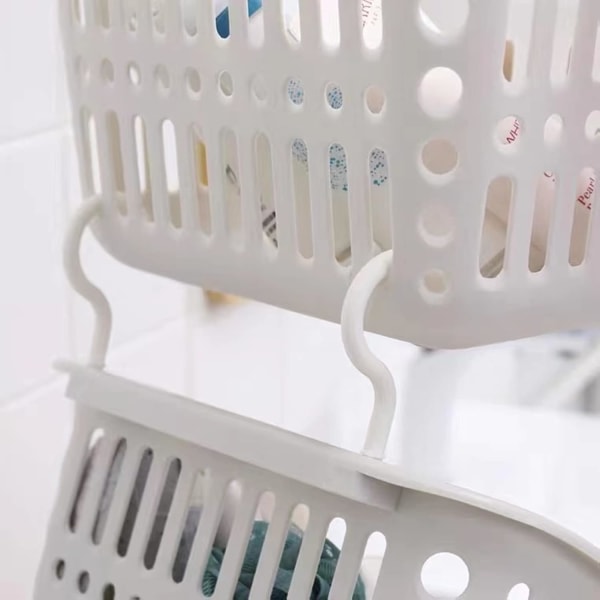 6 st hängande plastförvaringskorg för badrumskök 6,7" × 7,68" × 6,1" (vit)
