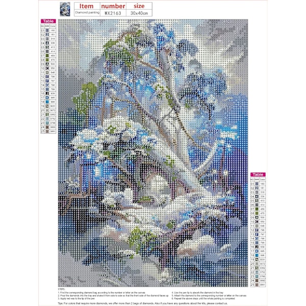 Diamond Painting til Voksne, 30x40cm Hvidt Træ Fuld 5D Diamond Painting, Fancy Diamond Kit til Børn, Diamond Rhinestone Korssting Krystal Maleri f
