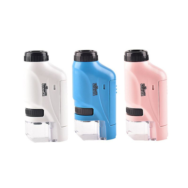 Handhållen mikroskop 60-120x fickmikroskop LED-ljus bärbar mini-mikroskop White