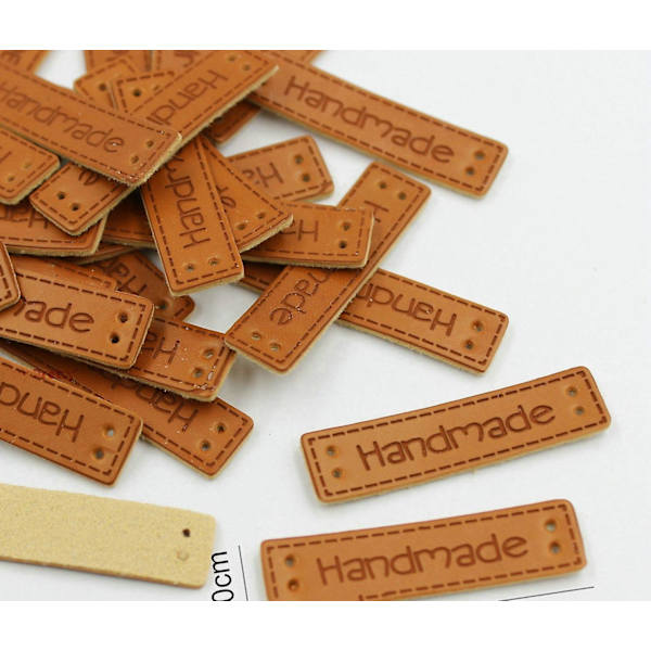 100 st läderlappar i träknappar klädetikett utsmyckning stickade DIY-tillbehör Leather label