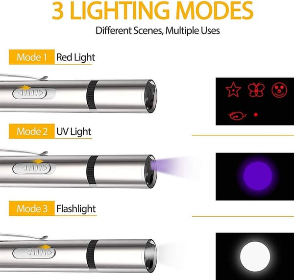 Pointer Kat Interaktivt Kattelegetøj 7 i 1 Sjov Kat Multi-Model Leger LED Lommelygte med USB Genopladelig