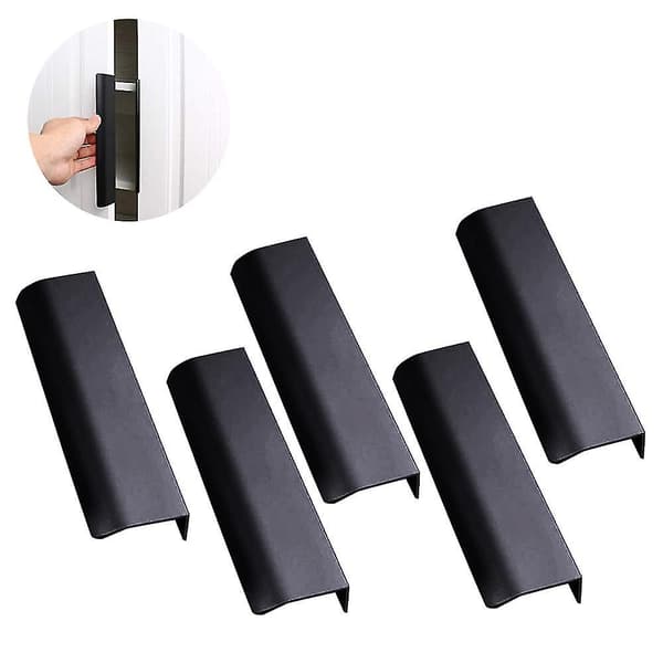 5-pak Moderne Fingerkant Træk Møbelskuffe Håndtag Black 200mm