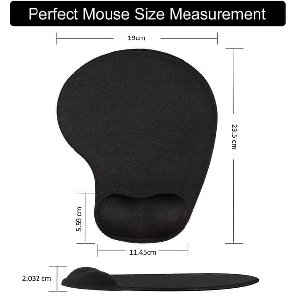 Musematte Sklisikker Komfort Musematte med Gel Skum Håndleddsstøtte Black