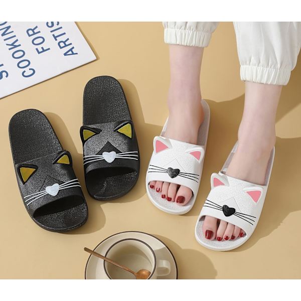 Svarta hemmtofflor för barn och pojkar flickor flip flops sommarslippers badskor kvinnor män pool strandsandaler40-41EU