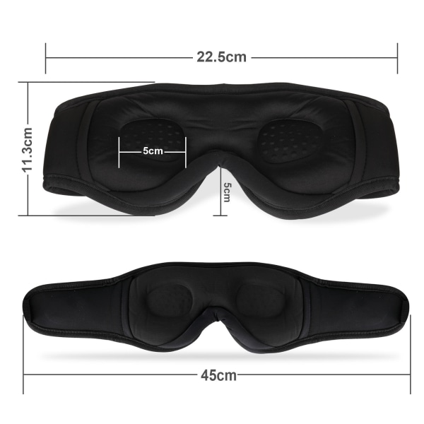 En set (grå) Bluetooth sömnmask-hörlurar, 3D-formade sömnhörlurar Sömnmask Present för män kvinnor Blackout Sömnlös sömnmask，för resor/N