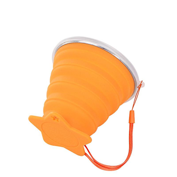 2 Pak BPA-fri Sammenklappelige Rejsekrus, Foldbare Silikonekopper med Plastforseglingslåg Pink Orange