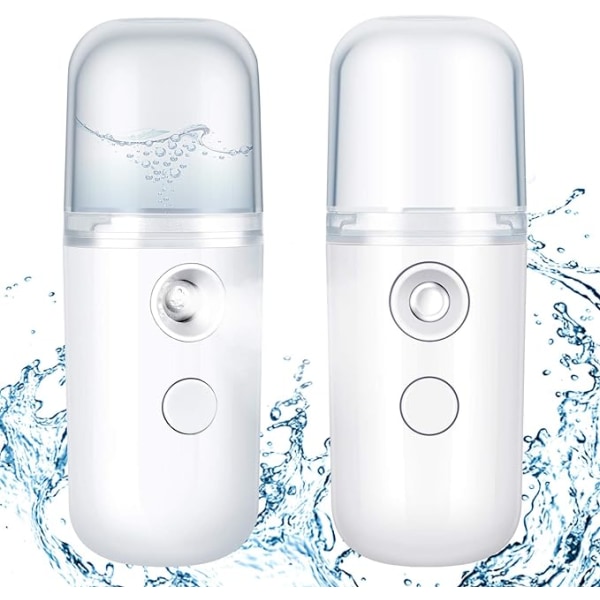Två 30 ml bärbara mini ansiktsspray (vit), ansiktsvattenpåfyllande atomizer