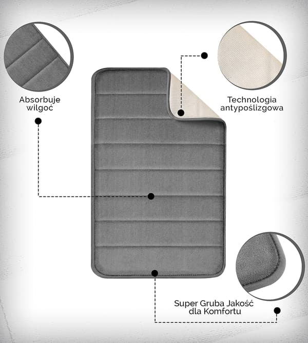 Dørmatte Husholdning Korallfleece Badematte Teppe Memory Foam Baderomsmatte grey 50*80cm