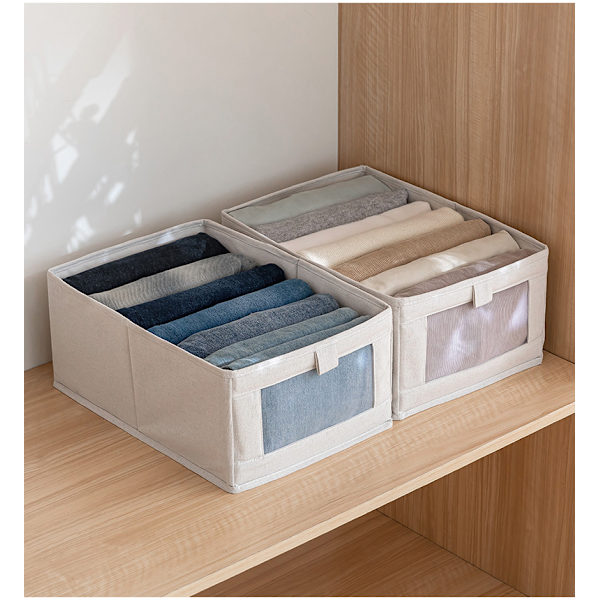 (40 x 27 x 17 cm) Förvaringslåda Set om 1 Förvaringslådor för garderob - Med transparent fönster - För garderob, kläder, böcker, kosmetika, leksaker