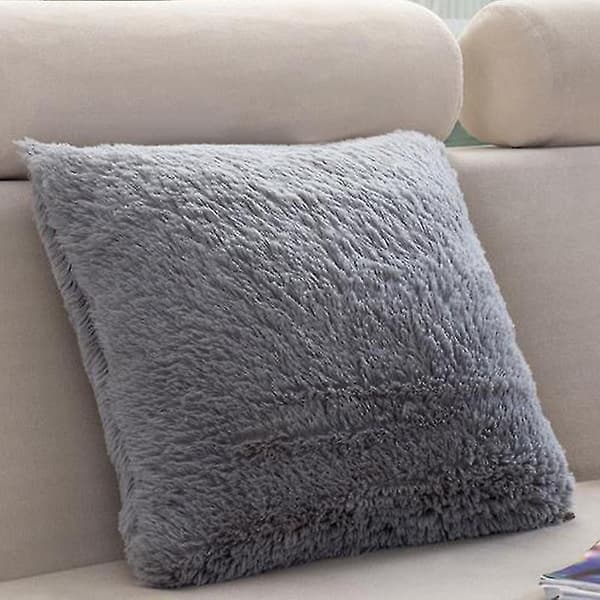 Mjuk och fluffig kuddfodral prydnadskudde för heminredning Grey