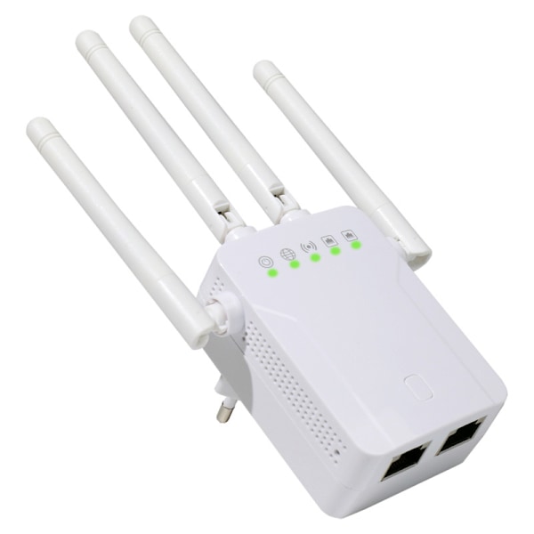 Vit WiFi-repeater WiFi-förstärkare, WiFi-extender upp till 120㎡, kraftfull WiFi-repeater med en Ethernet-port, kompatibel med alla internetboxar