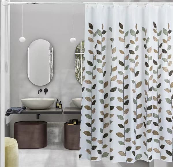 100x180cm Duschdraperi Vattentät Mögelbeständig & Mögelresistent Blad Badrumsdraperier med 12 krokar