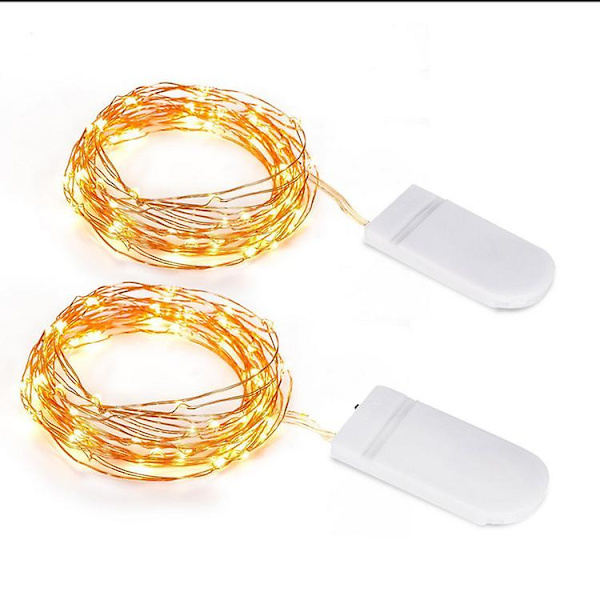 Koppartråds ljusslinga mikrolampor LED ljusslinga batteridriven Warm White 1m10 lights
