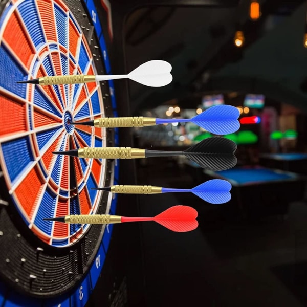 Plastdart, 3 svarte, hvite, røde og blå for elektronisk dart + 100 hoder, elektroniske dartskiver