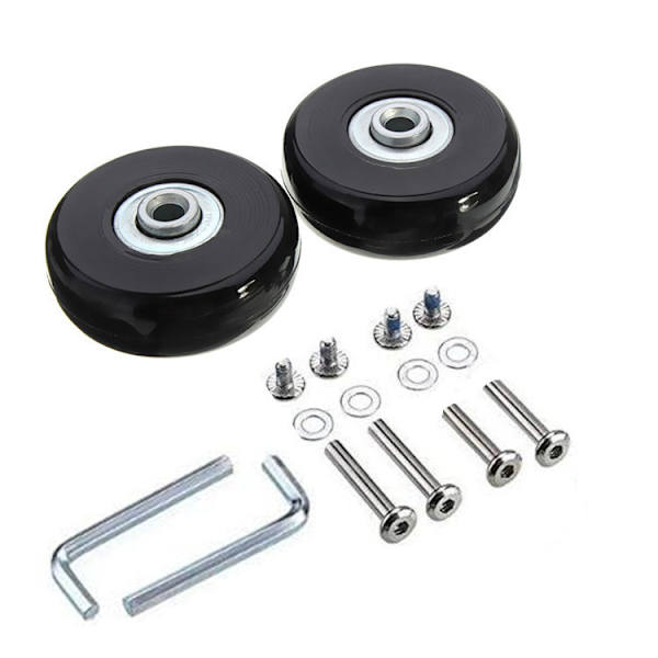 Bagage Udskiftningshjul til Trolley Trolley Kuffert, 2 Stykker 50mm Hjul, Gummi Metal Kuffert Drejelige Lejer Kit Reparationshjul Sort