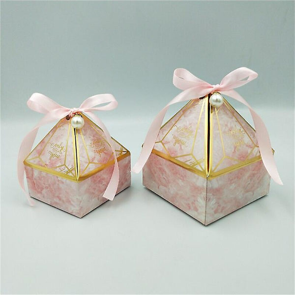 Presentförpackning Bröllopstillbehör Fest Karamellask Godispåse Baby Shower Pappers Chokladaskar Bronsförpackningsaskar Pink Pearl S 7x7x8cm