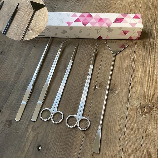Rostfritt stål akvarium tank vattenväxt pincett sax verktyg set 4PCS