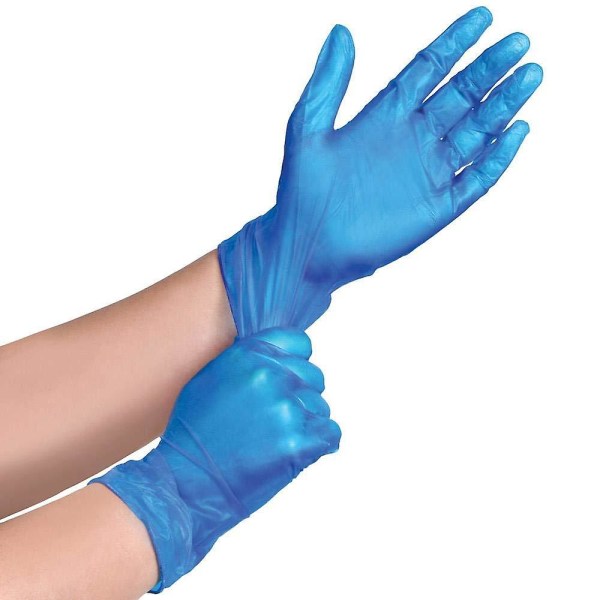 100 st nitrilhandskar medicinsk klass engångspulverfria icke-sterila handskar latexfria matsäkra Blue L