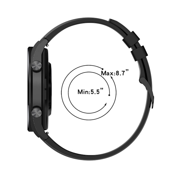 Silikoniranneke 22MM - musta Xiaomi Watch S1 /MI Watch Sport/Garmin Venu 2/Huami Amazfit GTR 3