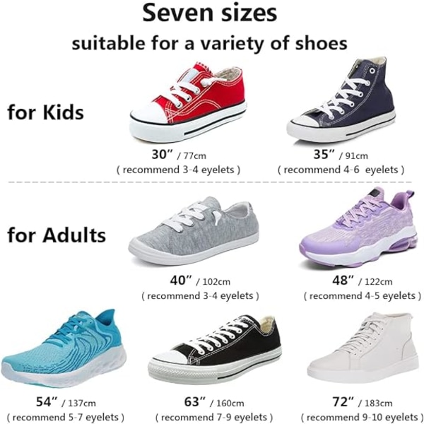 3 par skosnören, 8 mm breda platta skosnören, för sneakers, löpning, vuxna, barn svart och vitt och grått