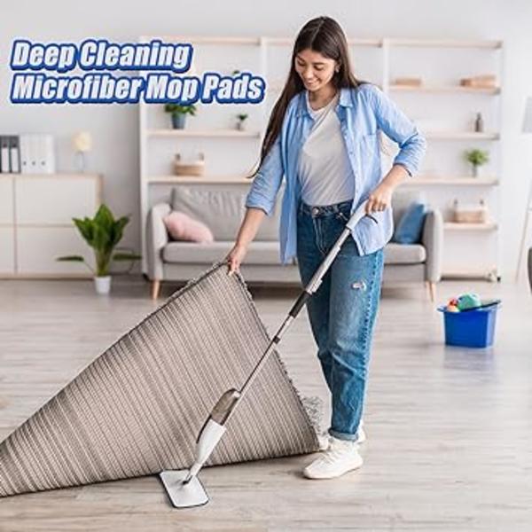 (8 kpl) Mikrokuituiset siivousliinat, yhteensopivat Bona-moppien kanssa, uudelleenkäytettävät 45 cm moppipäälliset, pestävät mikrokuituiset moppiliinat, täyttöpakkaukset, moppien varaosat