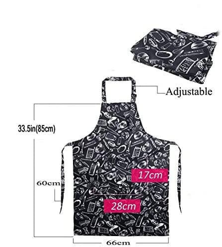 Köksskydd för kvinnor, unisex kockförkläde - justerbart - chilimönster för matlagning, bakning, DIY