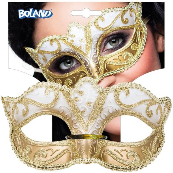 Venice Felina øjenmaske, guld, elastik, ornamenter, maskebal, Venedig, karneval, temafest, kostume